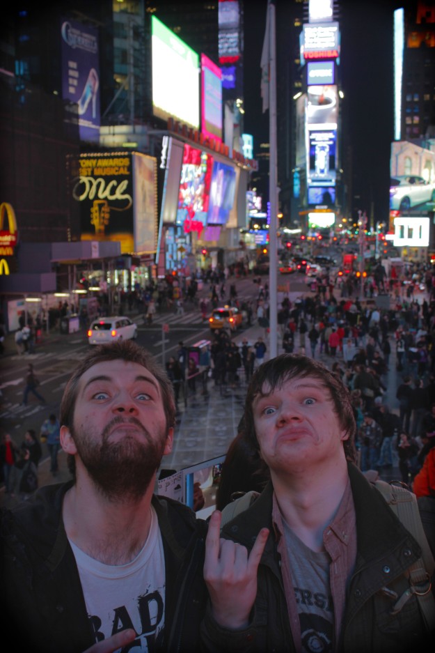 Myself and Dan ending a long day of location scouting with a fun moment in Times Square.